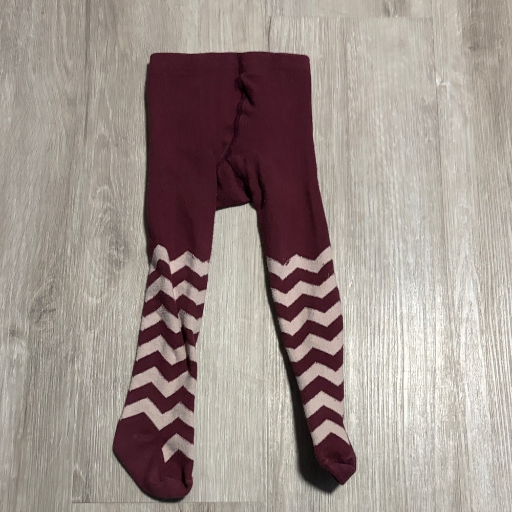Kids Burgundy and Cream Chevron‎ Tights